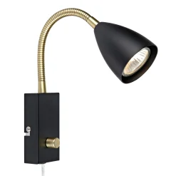 Shiro vegglampe sort/messing m/dim