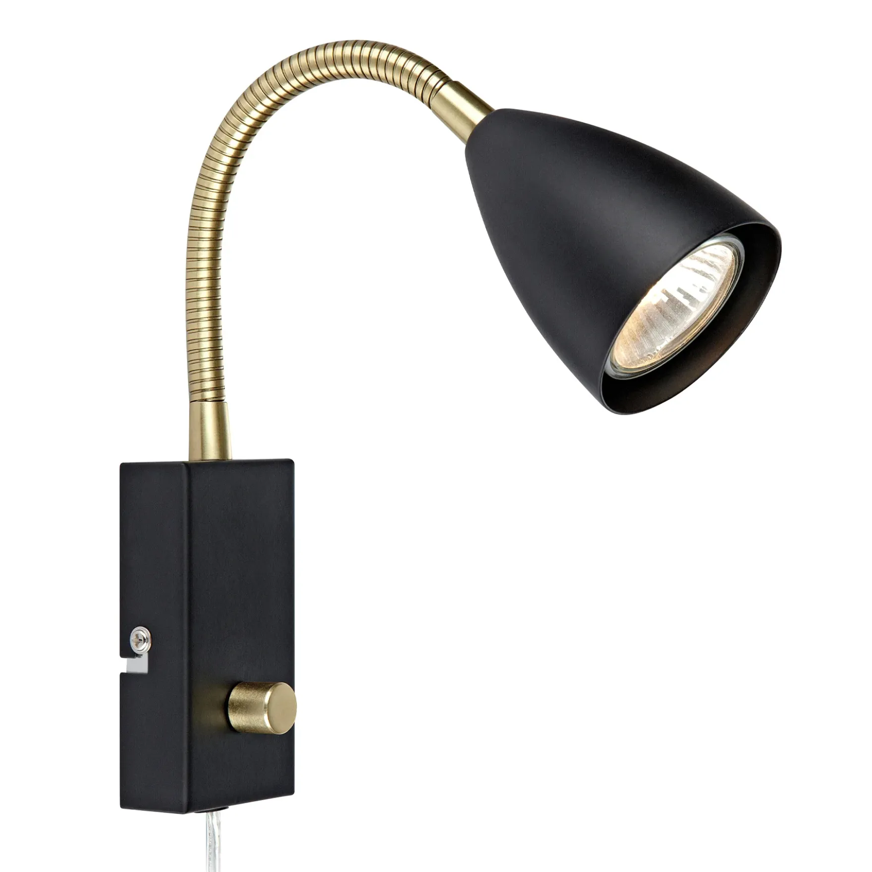 Shiro vegglampe sort/messing m/dim