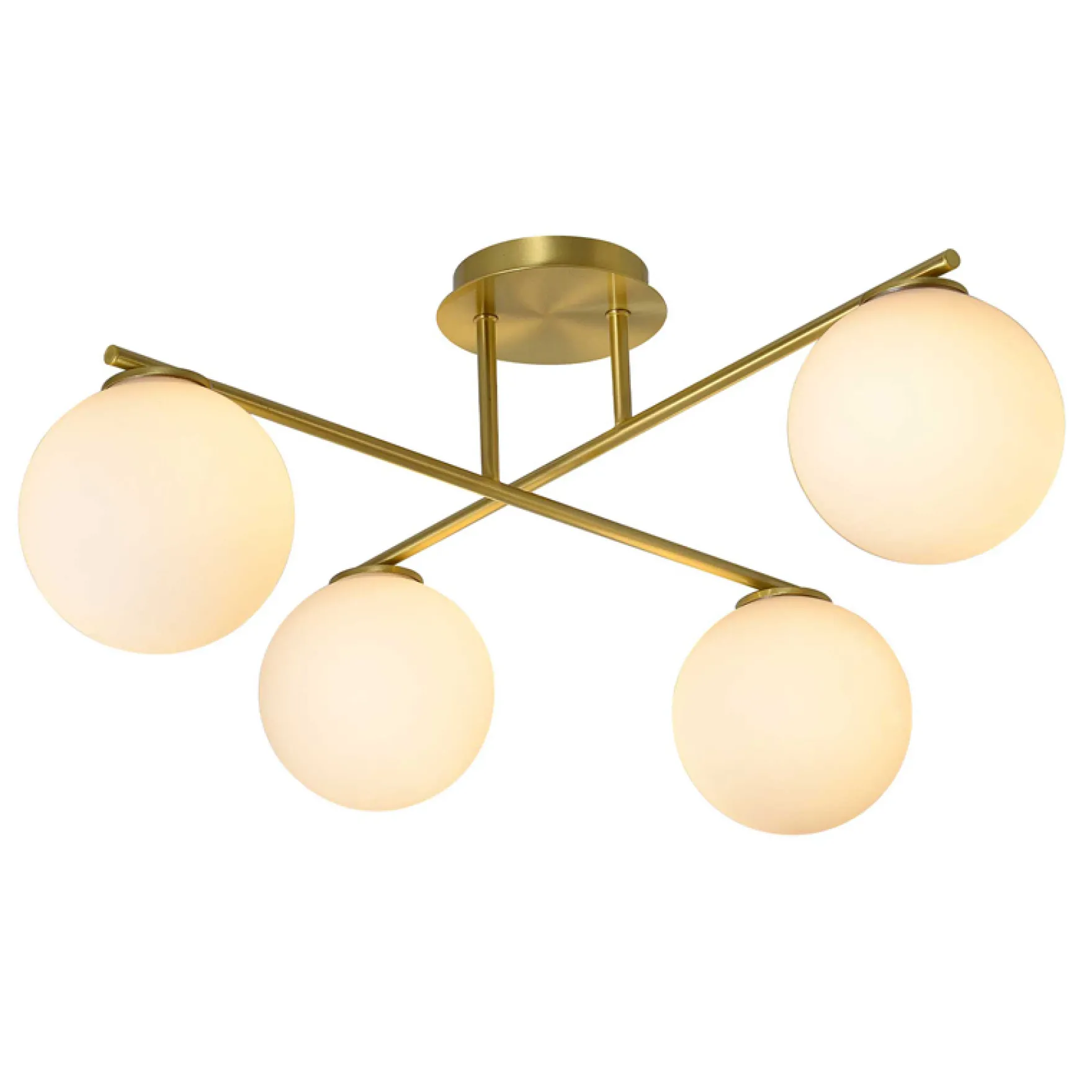 Skydekke 4-lys taklampe messing