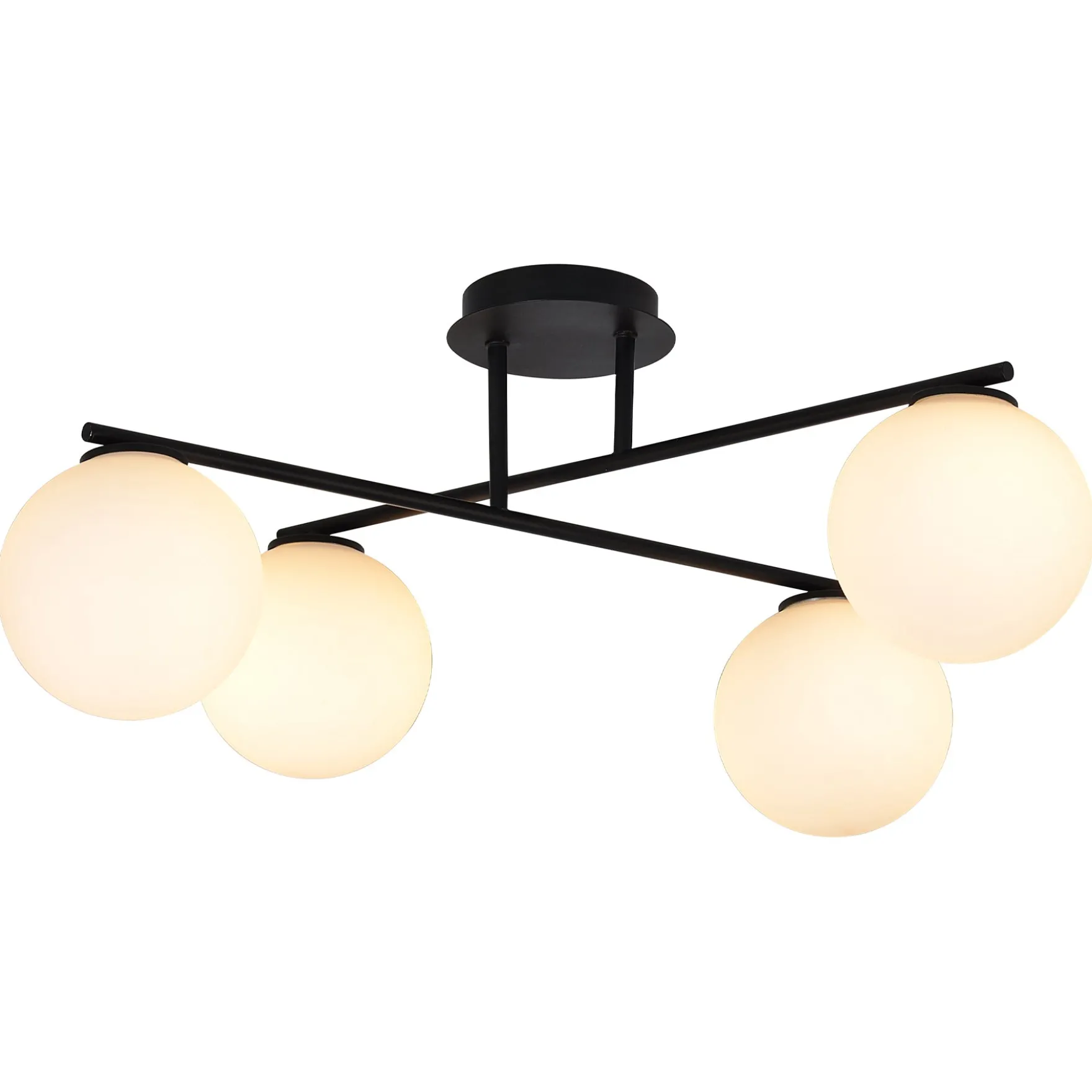 Skydekke 4-lys taklampe sort/opal