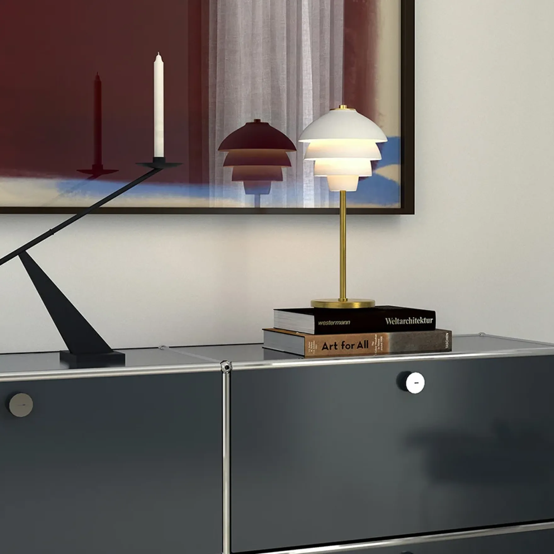 Valencia bordlampe hvit/messing