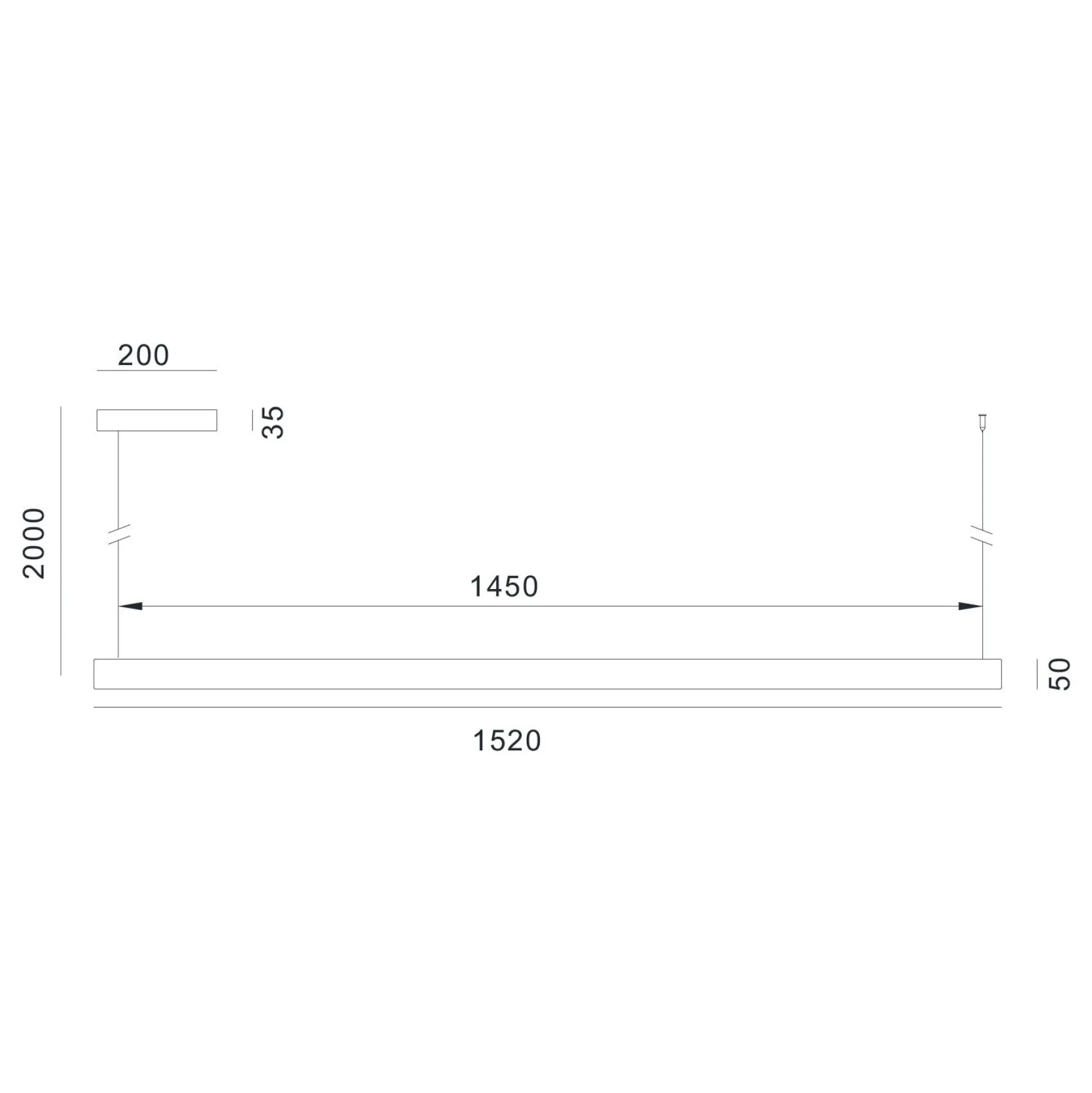 Valentina takpendel 152cm oak m/ sensor